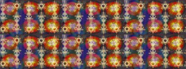 Renkli Bahar Teması eskiz kalıbı. Raster illüstrasyonundaki çiçek desenli çizim. Düz Çiçek Elementleri Tasarımı. Süslü kumaş deseni.