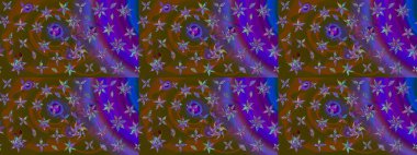 Düz Çiçek Elementleri Tasarımı. Kahverengi renkli çiçekler. Renkli Bahar Teması eskiz kalıbı. Sevimli çiçek raster deseni.