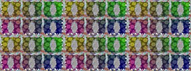 Kusursuz desenli, modaya uygun kumaş deseni. Renkli Bahar Temalı Kusursuz Arkaplan. Düz Çiçek Elementleri Tasarımı. Şirin çiçek elementleri. Raster illüstrasyonu.