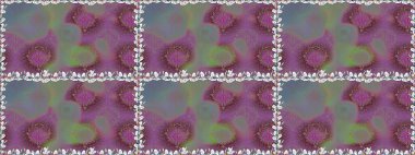 Suluboya, elle çizilmiş. Kusursuz bir arka plan modeli. Raster illüstrasyonu. Mor yapraklı yabani çiçekler.