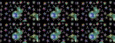 Siyah renklerde güzel çiçekler, suluboya desenli, duvar kağıdı, kart ya da kumaş için fayanslı. Raster..