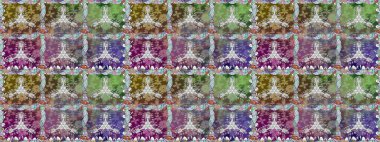 Renkli Bahar Temalı Kusursuz Arkaplan. Düz Çiçek Elementleri Tasarımı. Güzel kumaş deseni. Raster illüstrasyonunda kusursuz çiçek deseni.