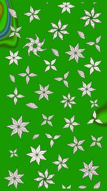 Yeşil çiçekli eskiz deseni, suluboya çiçek deseni, sevimli çiçek, duvar kağıdı, kart veya kumaş için fayanslı. Raster - stok.