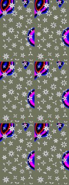 Çiçek deseni. Düz Çiçek Elementleri Tasarımı. Raster güzel kumaş deseni çiziyor. Renkli Bahar Teması çizim şablonu.