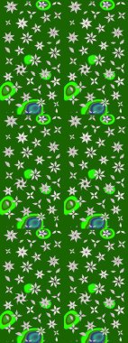 Tekstil ve kapak tasarımı için mükemmel. Renkli yeşil çizim kalıbı. Yeşil renkli çiçekler. Elle çizilmiş sonbahar çiçeği deseni. Doodle tarzı.