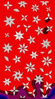 Küçük çiçekteki sevimli çiçek deseni. Raster illüstrasyonu. Raster deseni. Kibarca, yaz çiçekleri kırmızı renklerde.