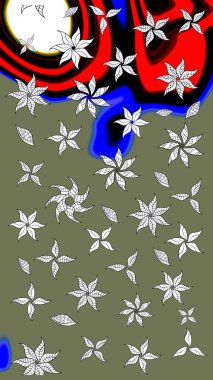 Raster. Kumaş, tekstil, duvar kağıdı baskısı için. Raster illüstrasyonu. Tomurcukları çiçek olan sevimli bir çiçek deseni. Eskiz geçmişi. Antika retro tarzı.