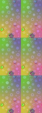 Asya tekstil tarzında. Tarafsız renklerde çiçekler. Raster illüstrasyonu. Düz Çiçek Elementleri Tasarımı. Çiçek desenli çizim. Renkli Bahar Teması çizim şablonu.