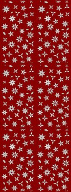 Oldukça eski bir besin torbası deseni, küçük kırmızı renkte, çiçekler. Millefleur 'lar. Tekstil, kumaş, kapaklar, duvar kağıtları, baskı, paket, koleksiyon defteri, örgü, dekupaj için çiçek arkaplanı..