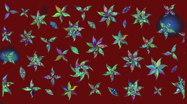 Kırmızı renkte çiçekler. Düz Çiçek Elementleri Tasarımı. Sevimli çiçek raster deseni. Renkli Bahar Teması çizim şablonu.