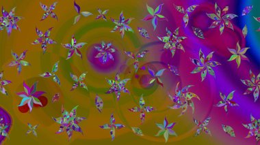 Kahverengi renkli etnik çiçeklerin olduğu zarif bir eskiz modeli. Raster Çiçek İllüstrasyon Şirin Tekstil.