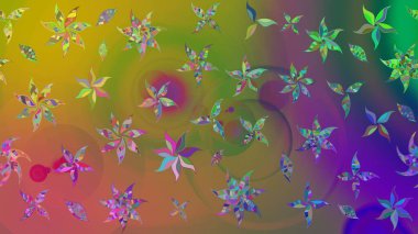 Raster illüstrasyonu. Çizim çiçek deseni duvar kâğıdı olarak kullanılabilir. Yeşil renkte çiçekler.