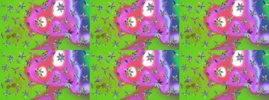 Şirin çiçekler. Çizgi çizimi kalıbı. Raster Moda kumaş deseni.