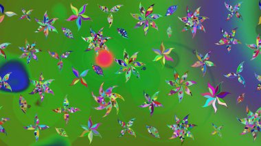 Moda baskısı, albüm, ambalaj kağıdı ve duvar kağıdı için zarif dekoratif süslemeler. Yeşil renkte şirin çiçekler. Küçük çiçekli basit bir çiçek çizimi. Raster illüstrasyonu.