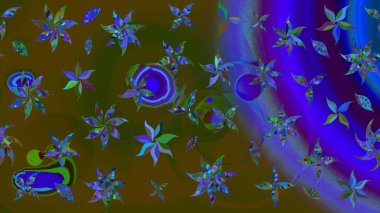 Raster illüstrasyonu. Kahverengi renkte yaz çiçekleri. Küçük çiçekteki sevimli çiçek deseni. Raster deseni.