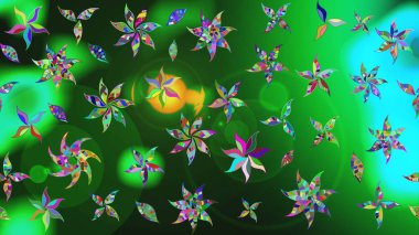 Yeşil renkte zarif çiçek buketi suluboya. Raster illüstrasyonu. Düz Çiçek Elementleri Tasarımı. Renkli Bahar Teması çizim şablonu.