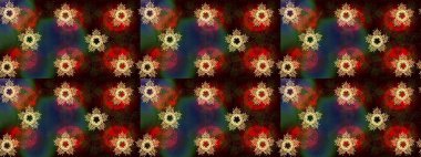 Kar tanesi süsleme deseni. Kar taneleri arka planda. Raster illüstrasyonu. Kar taneleri deseni. Renkli arkaplanda izole edilmiş kar tanelerinin düz tasarımı.