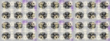 Raster suluboya çiçek deseni, narin çiçekler, nötr, gri ve bej çiçekler, tebrik kartı şablonu. Güzel kumaş deseni.