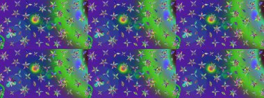 Renkli Bahar Teması eskiz kalıbı. Raster illüstrasyonundaki çiçek desenli çizim. Düz Çiçek Elementleri Tasarımı. Yeşil renkte çiçekler.