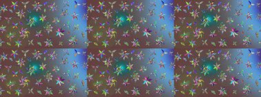 Raster illüstrasyonundaki çiçek desenli çizim. Düz Çiçek Elementleri Tasarımı. Kahverengi renkli çiçekler. Renkli Yaz Teması çizim şablonu.