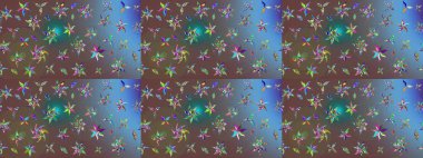 Raster illüstrasyonundaki çiçek desenli çizim. Düz Çiçek Elementleri Tasarımı. Kahverengi renkli çiçekler. Renkli Yaz Teması çizim şablonu.