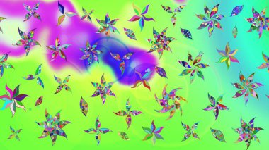 Küçük çiçekteki sevimli çiçek deseni. Yeşil renkte çiçekler.