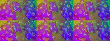 Mor renkli çiçekler. Tropik çiçek desenleri. Raster illüstrasyonu.