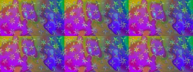 Mor renkli çiçekler. Tropik çiçek desenleri. Raster illüstrasyonu.