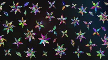 Renkli Bahar Teması eskiz kalıbı. Raster. Düz Çiçek Elementleri Tasarımı.