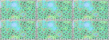 Giysi tasarımı için mavi ve nötr arkaplan üzerine dekorasyon. Renkli kelebeklerin kusursuz arka planı. Raster illüstrasyonu.