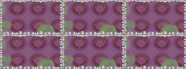 Çiçeksiz desenlerin resmi. Vadinin çiçekleri mor renklerde.