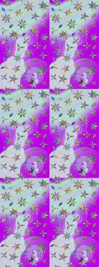 Düz Çiçek Elementleri Tasarımı. Çiçeksel fantezi tasarımı ve parlak bir arka plan çizimi. Renkli Bahar Teması çizim şablonu.