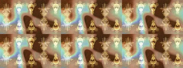 Kar taneleri radyal bej, kahverengi ve nötr renkler. Renkli arka planda güzel kar taneleri. Raster illüstrasyonu..