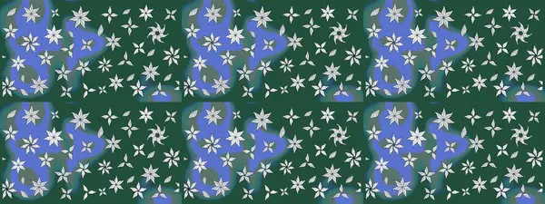 Raster deseni. Raster illüstrasyonu. Yumuşak, yeşil renkli yaz çiçekleri. Küçük çiçekte sevimli çiçek deseni var..