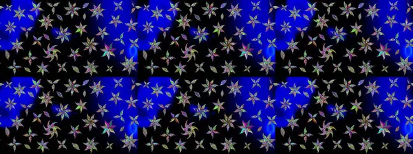 Çiçek duvar kağıdı. Siyah renklerde. Çizim kalıbı. Raster illüstrasyonu. Hint süsü. Renkli süs kenarı.