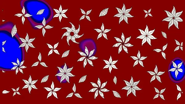 Çiçek duvar kâğıdı. Raster illüstrasyonu. Renkli çizim kalıbı. Çiçek arkaplan. Kırmızı renklerde şirin tekstil.