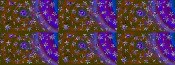 Düz Çiçek Elementleri Tasarımı. Kahverengi renkli çiçekler. Renkli Bahar Teması eskiz kalıbı. Sevimli çiçek raster deseni.