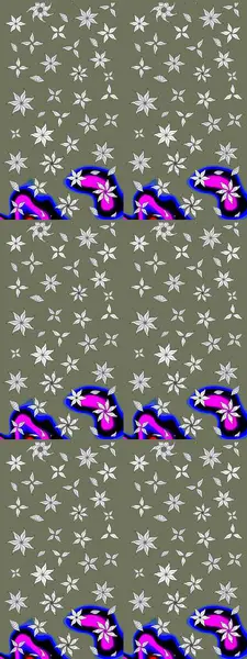 Raster illüstrasyonu. Tropik çiçek desenleri. Yeşil renkte çiçekler.