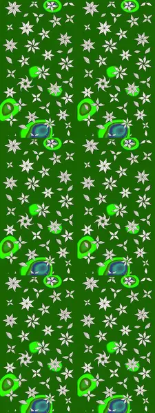 Tekstil ve kapak tasarımı için mükemmel. Renkli yeşil çizim kalıbı. Yeşil renkli çiçekler. Elle çizilmiş sonbahar çiçeği deseni. Doodle tarzı.