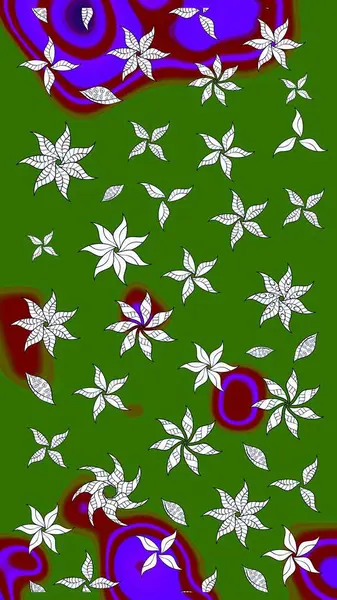 Raster illüstrasyonu. Küçük çiçekteki sevimli çiçek deseni. Yeşil renkte çiçekler.