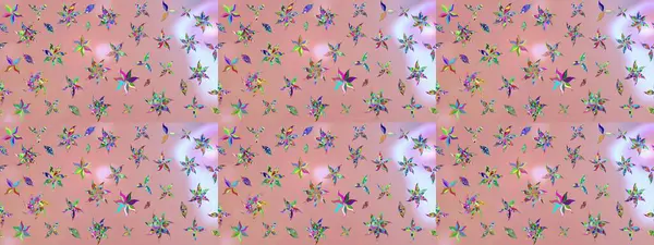 Düz Çiçek Elementleri Tasarım Raster illüstrasyonu. Renkli Bahar Teması eskiz kalıbı. Çiçek desenli eskiz. Tarafsız renklerde çiçekler.