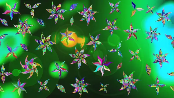 Yeşil renkte zarif çiçek buketi suluboya. Raster illüstrasyonu. Düz Çiçek Elementleri Tasarımı. Renkli Bahar Teması çizim şablonu.