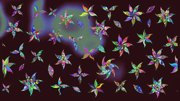 Raster Modaya uygun kumaş deseni. Kahverengi renkli şirin çiçek deseni. Renkli Bahar Teması eskiz kalıbı. Düz Çiçek Elementleri Tasarımı.