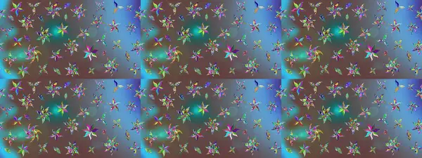 Mavi renkte etnik çiçeklerle süslenmiş zarif bir eskiz. Raster Çiçek İllüstrasyonu güzel tekstil..