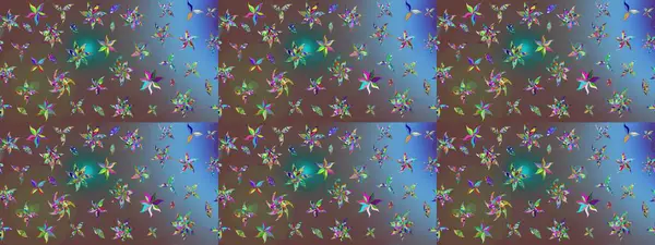 Raster illüstrasyonundaki çiçek desenli çizim. Düz Çiçek Elementleri Tasarımı. Kahverengi renkli çiçekler. Renkli Yaz Teması çizim şablonu.