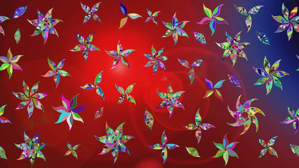 El yapımı çiçek ve bitki koleksiyonu. Robot resim tarzı kırmızı renkler. Şirin karalamalı çiçek desenli çizim. Raster illüstrasyonu. Raster illüstrasyonu.