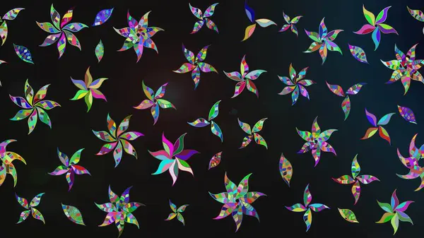 Renkli Bahar Teması eskiz kalıbı. Raster. Düz Çiçek Elementleri Tasarımı.