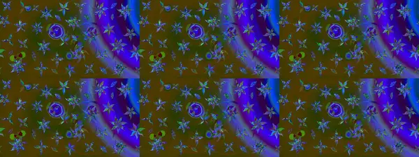 Çiçekli karalama şeklinde Raster çiçek deseni. Raster illüstrasyonu. Yumuşak, bahar çiçekleri kahverengi renklerde.