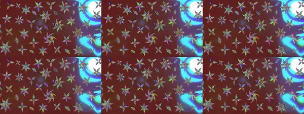 El çizimi çiçekli soyut çizim kalıbı. Raster illüstrasyonu. Kahverengi renkte çiçekler.