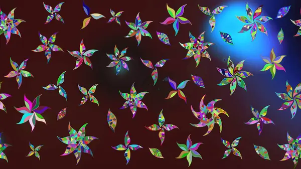 Düz Çiçek Elementleri Tasarımı. Sketch Colour Spring Theme eskiz kalıbı. Kahverengi renkli çiçekler. Sevimli çiçek raster deseni.